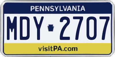 PA license plate MDY2707