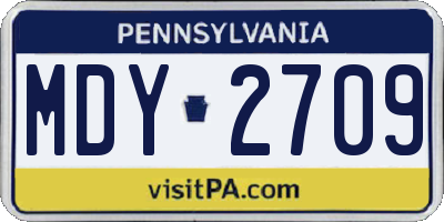 PA license plate MDY2709