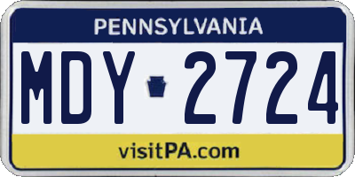 PA license plate MDY2724