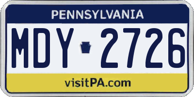 PA license plate MDY2726