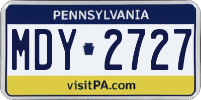 PA license plate MDY2727