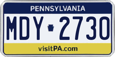 PA license plate MDY2730