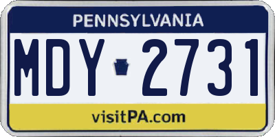 PA license plate MDY2731