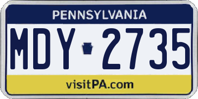 PA license plate MDY2735