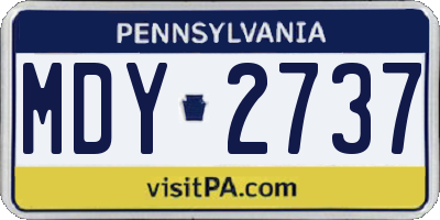 PA license plate MDY2737