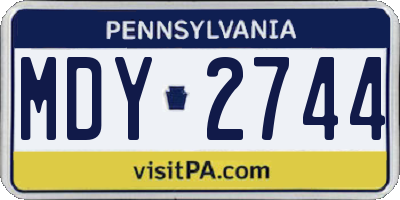 PA license plate MDY2744
