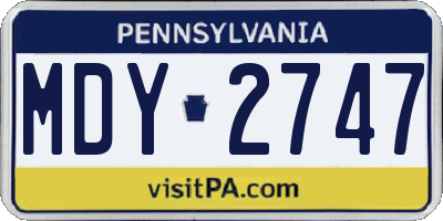 PA license plate MDY2747