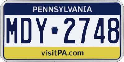 PA license plate MDY2748