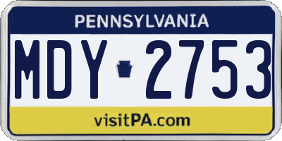PA license plate MDY2753