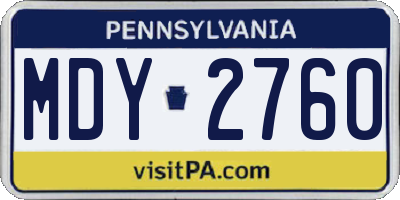 PA license plate MDY2760