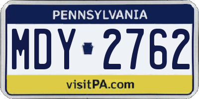 PA license plate MDY2762