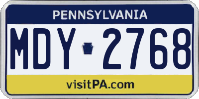 PA license plate MDY2768