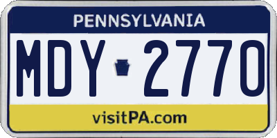 PA license plate MDY2770