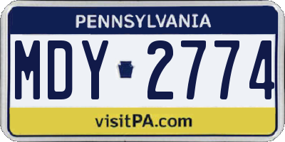 PA license plate MDY2774