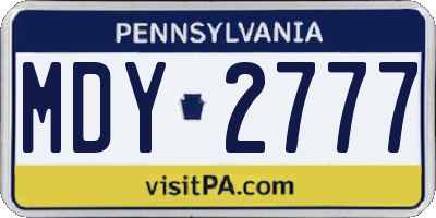 PA license plate MDY2777