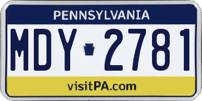 PA license plate MDY2781