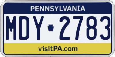 PA license plate MDY2783