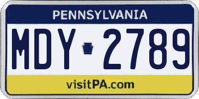 PA license plate MDY2789