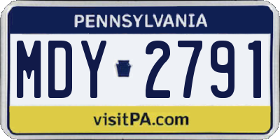 PA license plate MDY2791