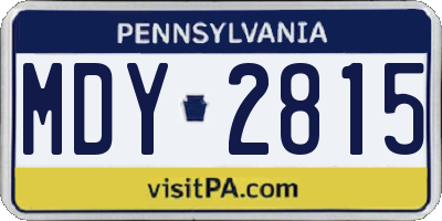 PA license plate MDY2815
