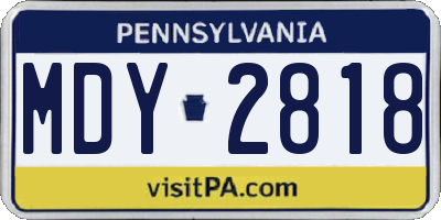 PA license plate MDY2818