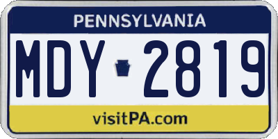 PA license plate MDY2819