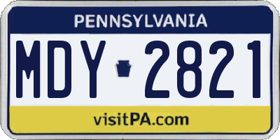 PA license plate MDY2821