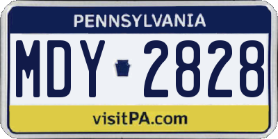 PA license plate MDY2828