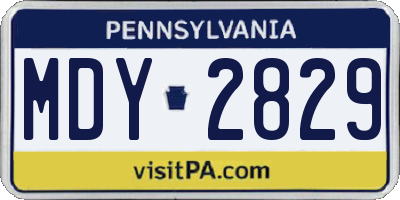 PA license plate MDY2829