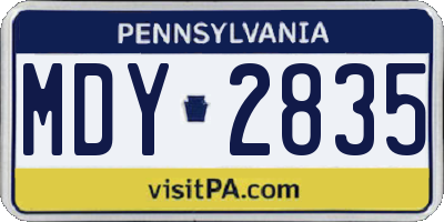 PA license plate MDY2835