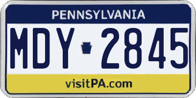 PA license plate MDY2845