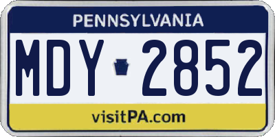 PA license plate MDY2852