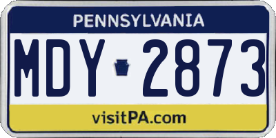 PA license plate MDY2873