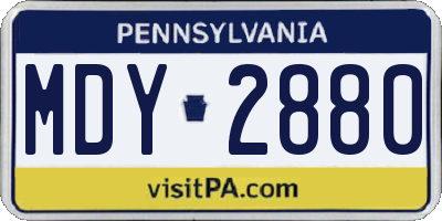 PA license plate MDY2880