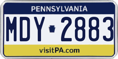 PA license plate MDY2883