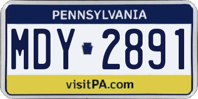 PA license plate MDY2891