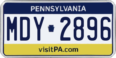 PA license plate MDY2896