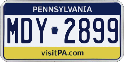 PA license plate MDY2899