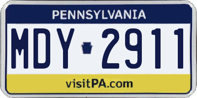 PA license plate MDY2911