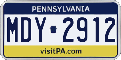 PA license plate MDY2912