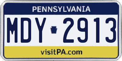 PA license plate MDY2913