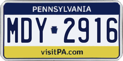 PA license plate MDY2916
