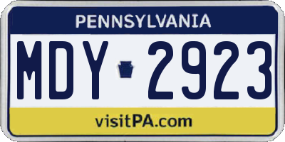 PA license plate MDY2923