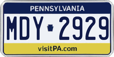PA license plate MDY2929
