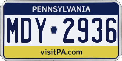 PA license plate MDY2936