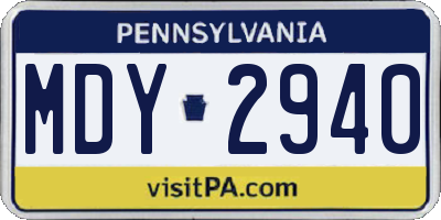 PA license plate MDY2940