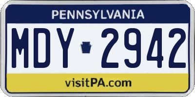 PA license plate MDY2942