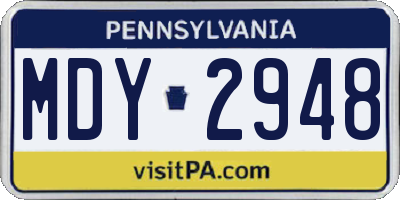 PA license plate MDY2948