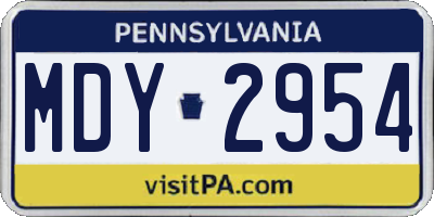 PA license plate MDY2954
