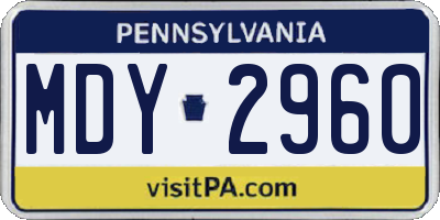 PA license plate MDY2960